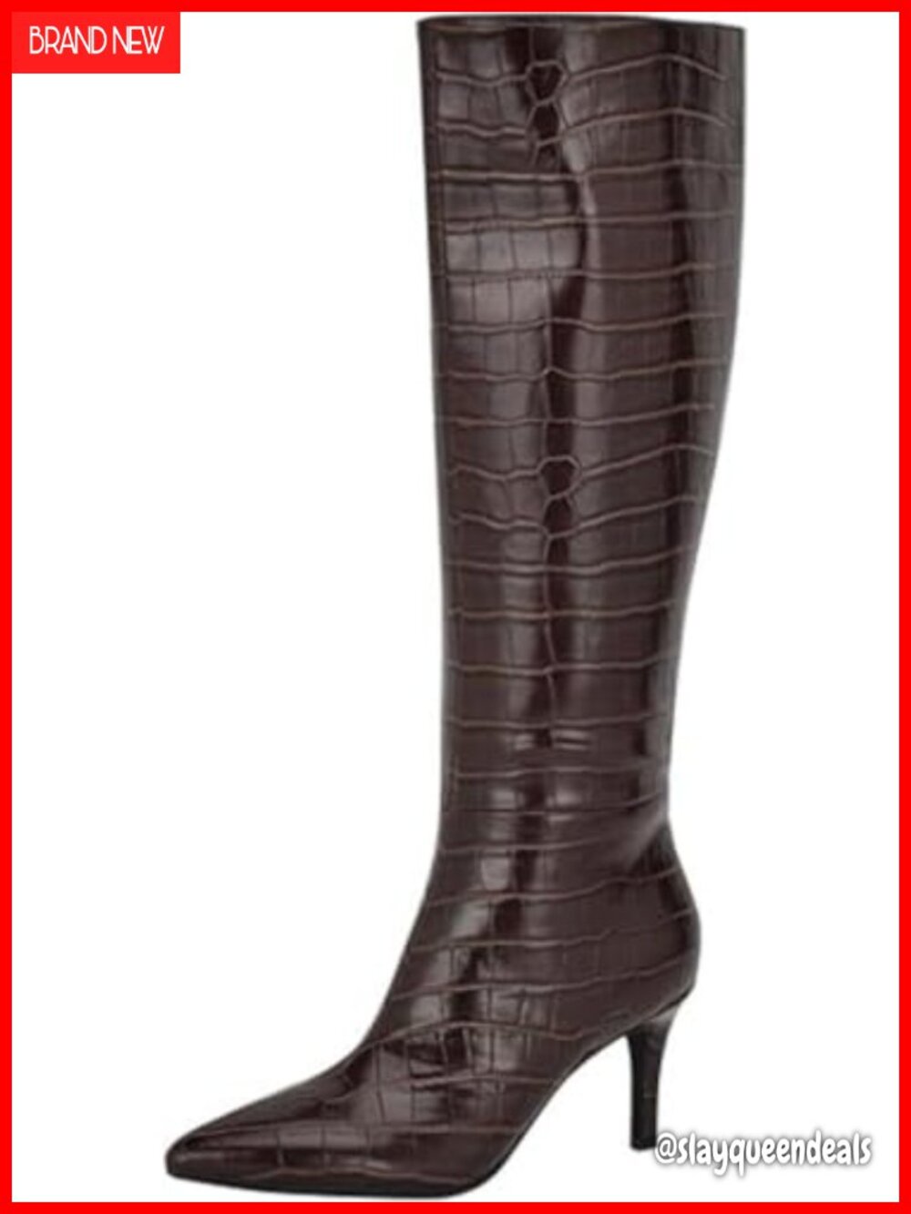 Pointy Toe Knee-High Dress Boots with Stiletto Heel and Zip Closure